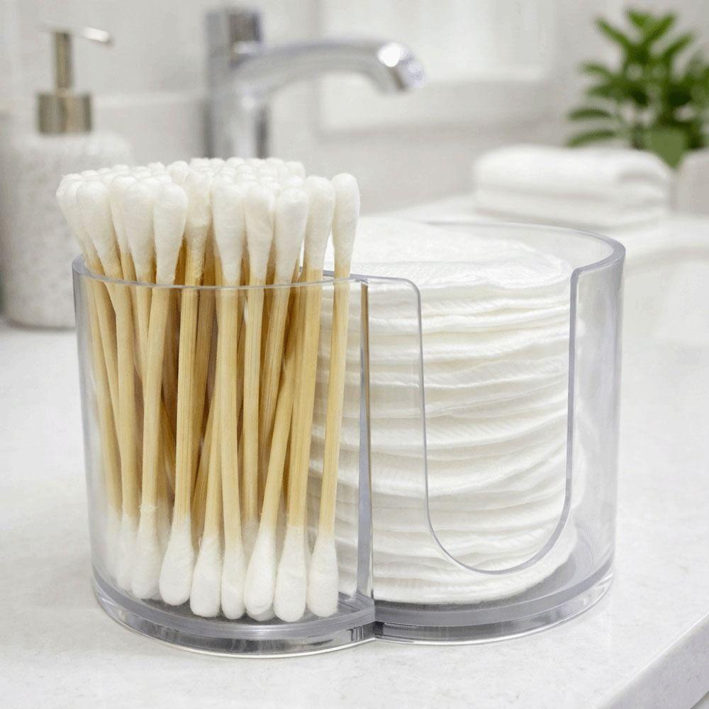 Large Capacity Cotton Swab Box Organizer Save Space Powder Puff Storage Box  Bathroom