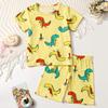 Summer 3D Print Children's Fashion Home Clothes Suit Boy Comfortable Joker Dinosaur Short-sleeved Girl Sweet Pink Shorts Suit