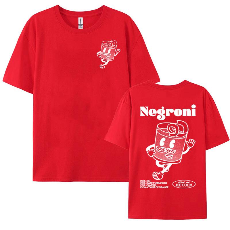 Negroni Cocktail Drink Funny Meme Graphic Tee Shirt Men Womens Harajuku Cartoon Aesthetic Tshirt Oversized 100 Cotton T Shirt S