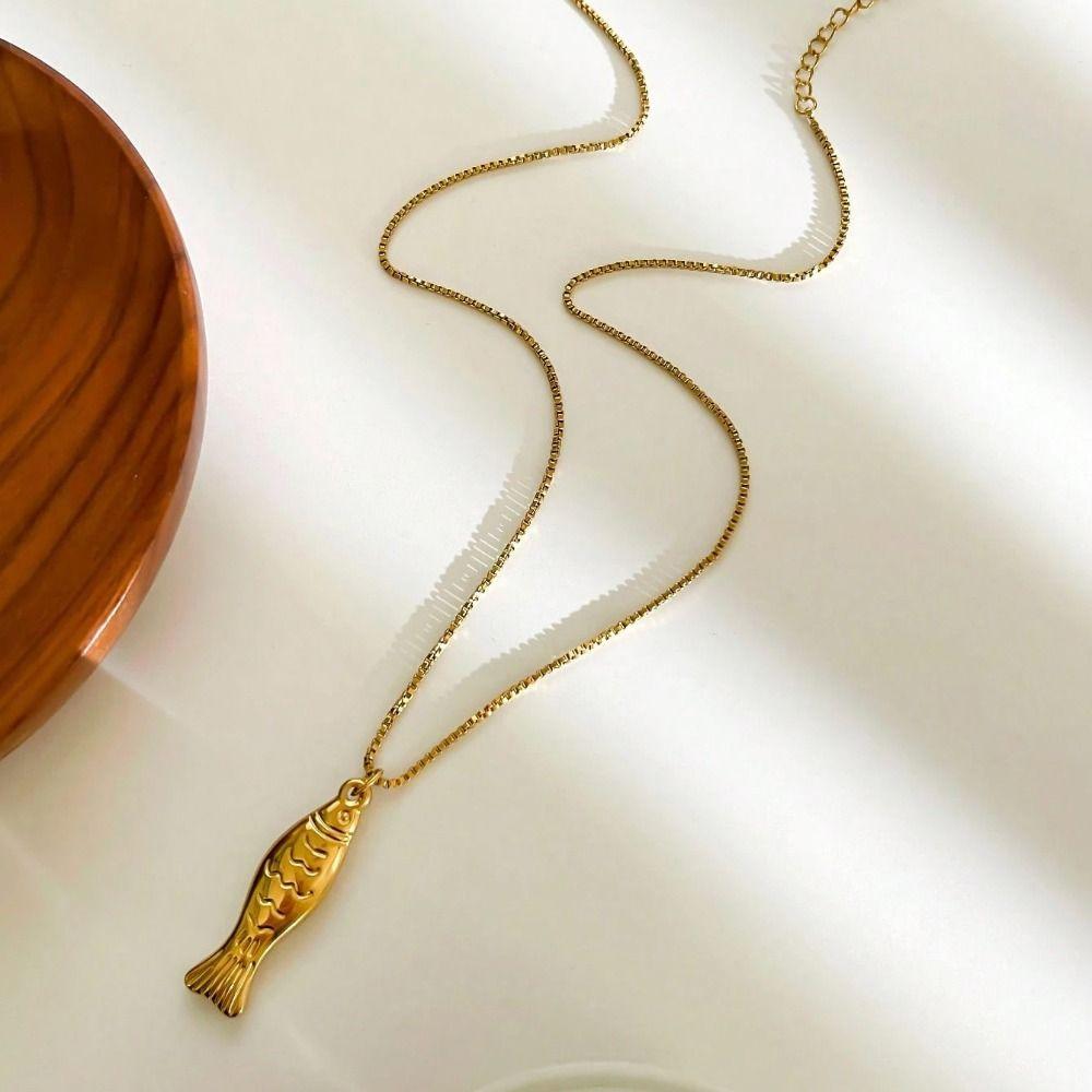Stainless Steel Fish Pendant Necklace Waterproof Luxury Choker Summer Season