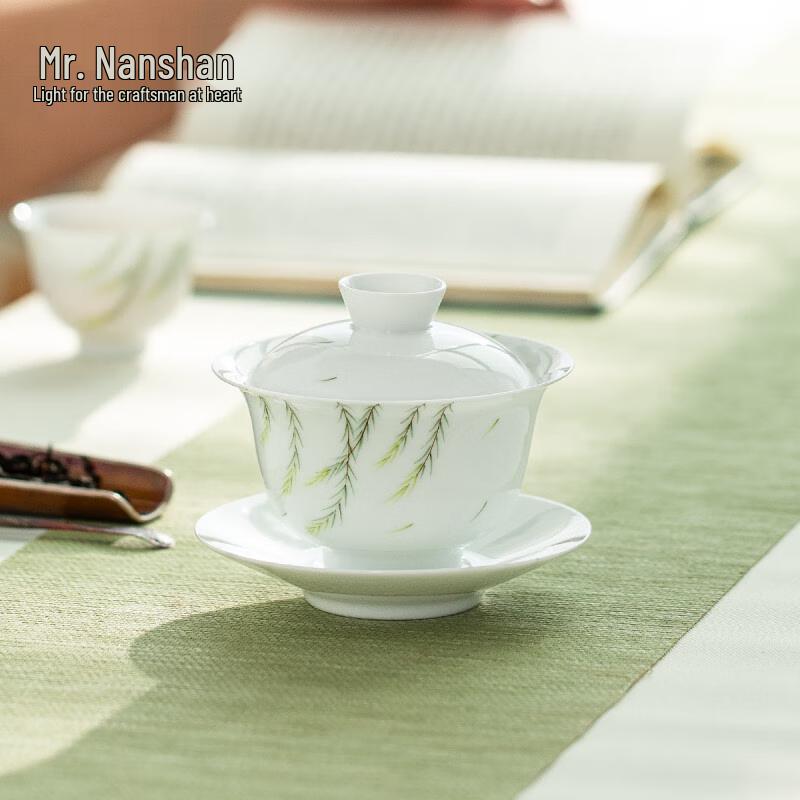 Mr. Nanshan Hand-Painted White Porcelain Gaiwan Tea Set