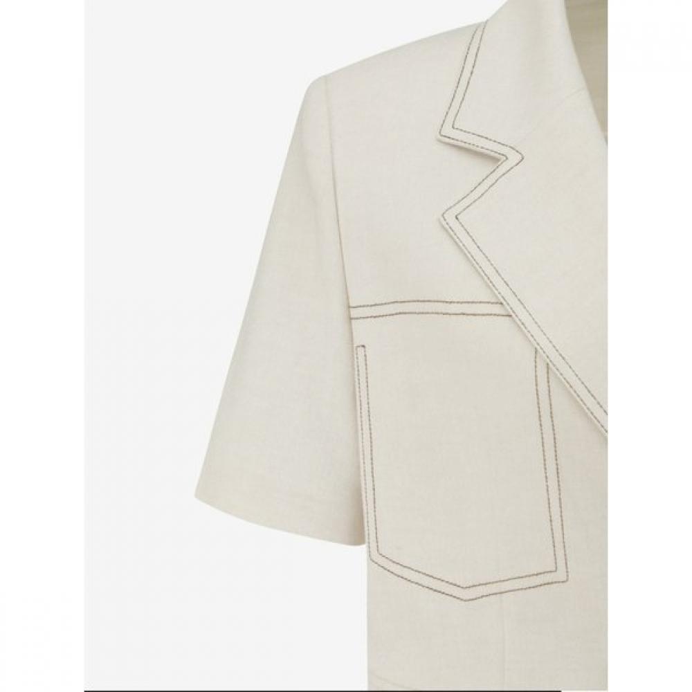 Cc Collect Half Sleeve Color Stitched Crop Jacket C262msf135