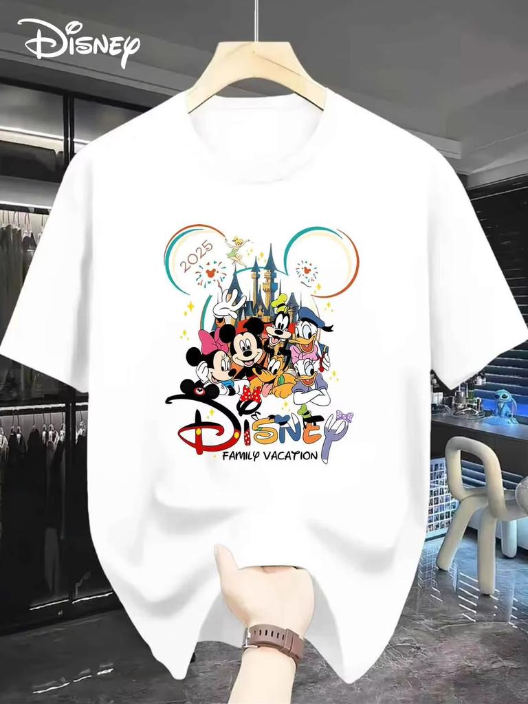 Disney 2025 Graphic T-shirt Sports Short-sleeved T-shirt Mickey and Minnie Mouse Design Men's and Women's Street Couple Tops