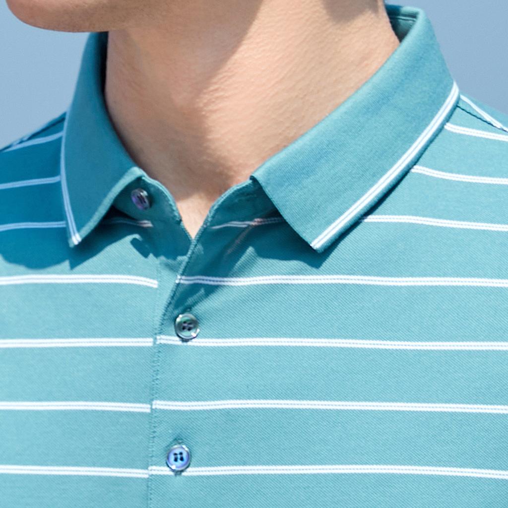 13% Mulberry Silk & Long-staple Cotton Summer Striped Polo Shirt