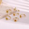 CARLIDANA New Fashionable Stainless Steel Ring High-End Daisy Colorful Zircon Flower Opening Adjustable Ring for Women Jewelry