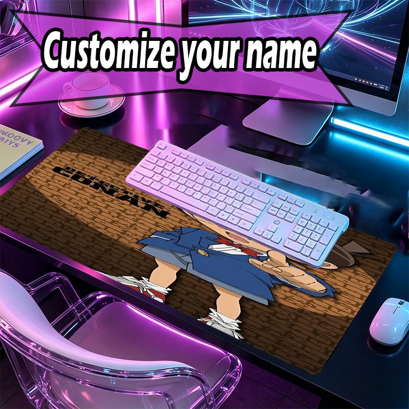 Custom Name Personalized Detective Conan Pattern Mousepad, Laptop PC Desk Mat, Decorative Desk Mat for Home Keyboard Pad Gift