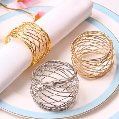 4Pcs Napkin Ring Hollow Dining Out Elegant Banquet Metal Festival Party Table Towel Holder
