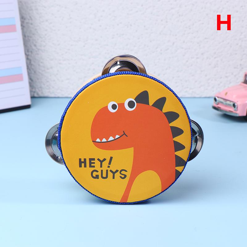 10CM Wooden Tambourine for Kids - Manual Percussion Hand Drum Educational Musical Instrument Game for Children