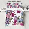 Copripiumino in piuma con stampa floreale rosa naturale, 3 pezzi (1 copripiumino+2 federe, senza imbottitura) set biancheria da letto