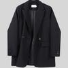 Women's Black High-End Street Style Coffee Blazer - Spring/Autumn 2025 Loose Casual Suit Top