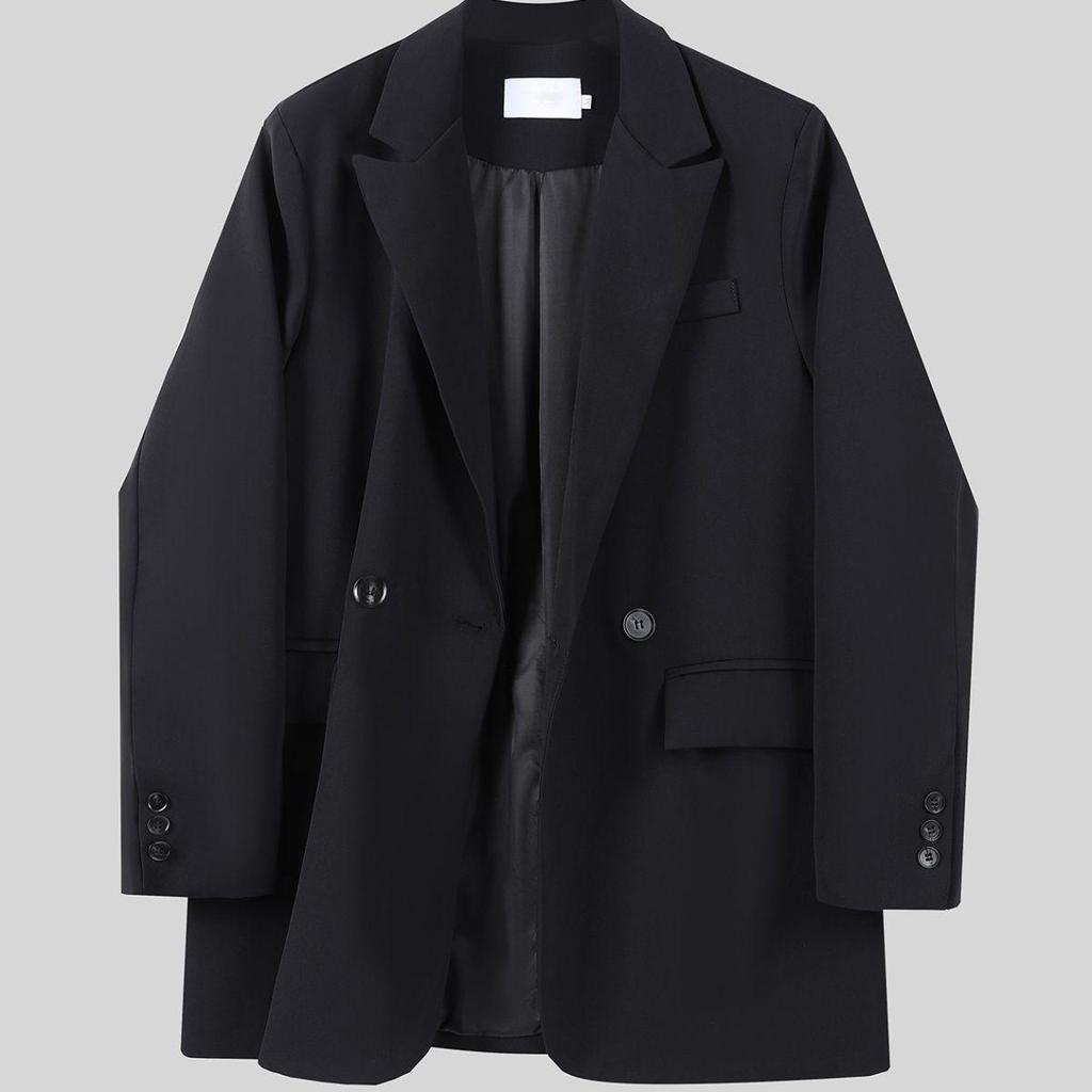Women's Black High-End Street Style Coffee Blazer - Spring/Autumn 2025 Loose Casual Suit Top