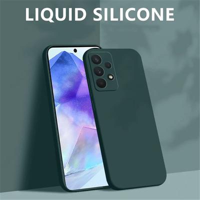Čtvercové jednobarevné tekuté silikonové pouzdro pro Samsung Galaxy A05S A55 A04S A54 A53 S23 S24 Huawei P60 Redmi Note 13 iPhone 15 14 13 Pro Max ASoft Cover