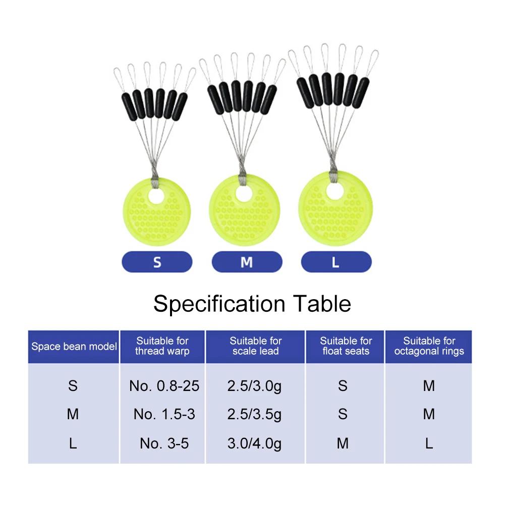 60pcs 10 Group Set Rubber Space Beans Resistance Stopper Line Vertical Beans Carp Fly Fishing Float Carp Fishing Bobber