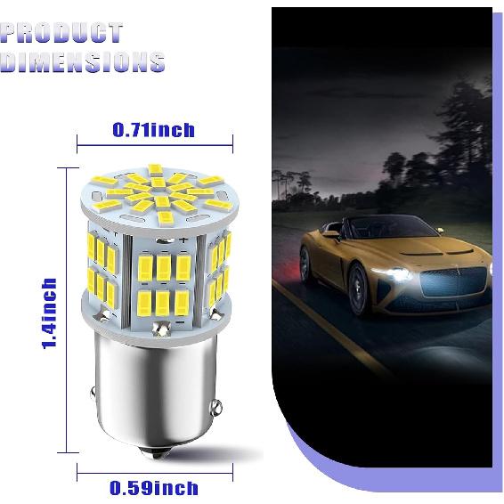 2 PCS Car 1156 LED Single Contact Turn Signal, BA15S 1141 1073 2396 7506 1003 3014-54SMD Super Bright Bulb, Tail Parking Light Reversing Light