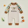 Baby Thanksgiving truthahn Applikation karierter Strampler Body