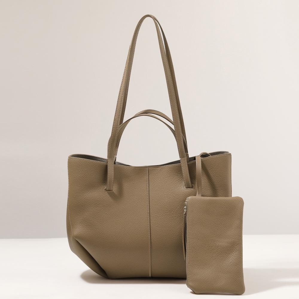 

Top-grain Cowhide Single-shoulder Bag, Tote Designer Luxury Bag, Genuine Leather Large-capacity Purses And Handbag 37X6X15CM серый