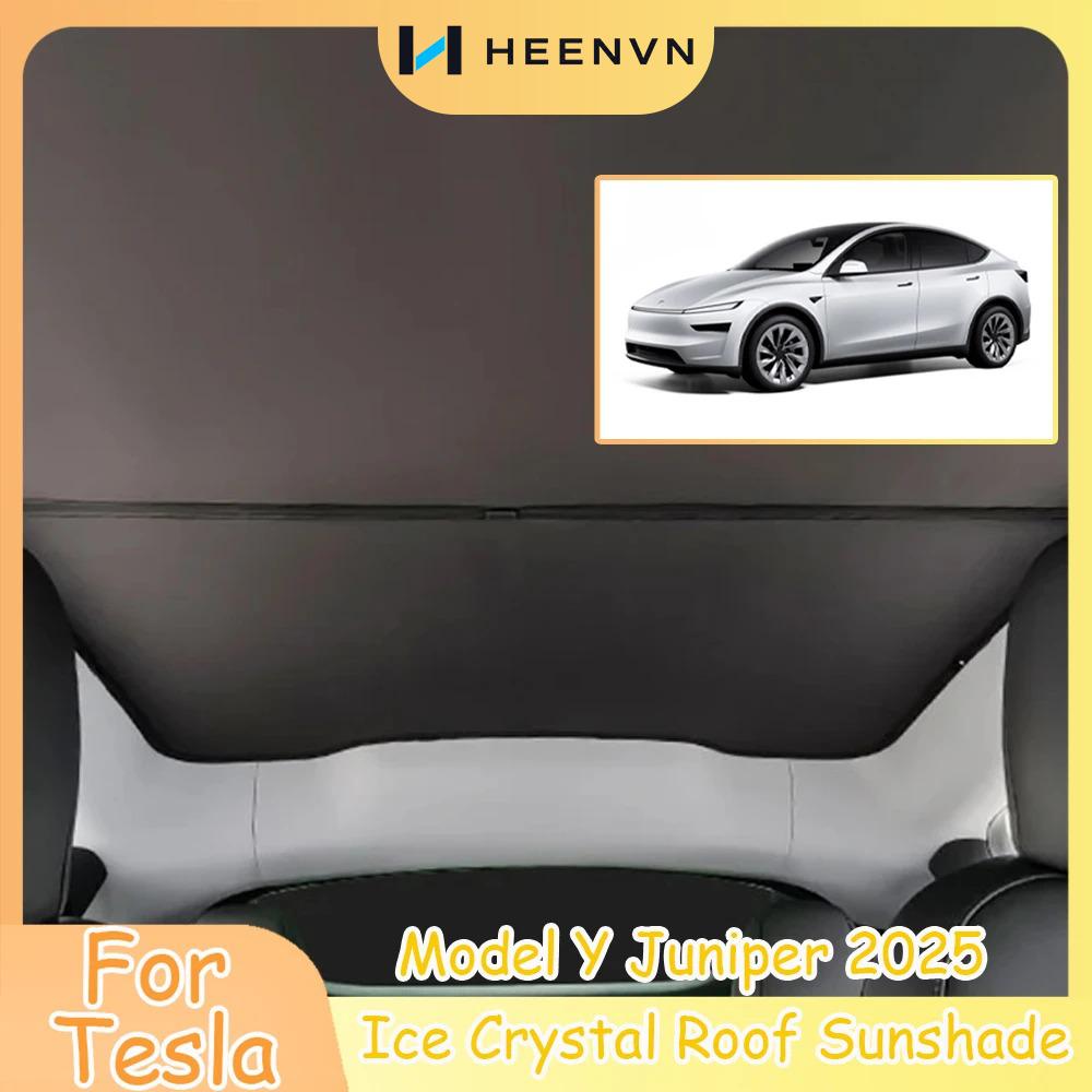 Heenvn Ice Cloth Buckle Sun Shades For Tesla Model Y Juniper 2025 Sunroof Sunshade Front Rear Sunroof Skylight Car Accessories