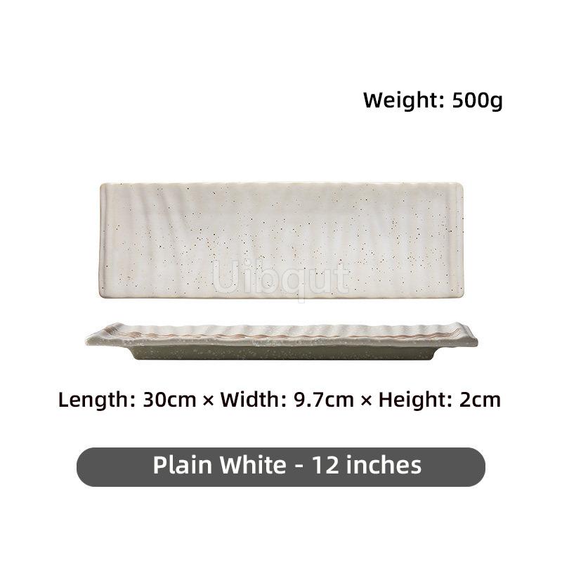 Japanese sushi plate Rectangle ceramic strip vegetable plate Dim sum Western food Sushi fish Dim sum Tableware dumpling tray