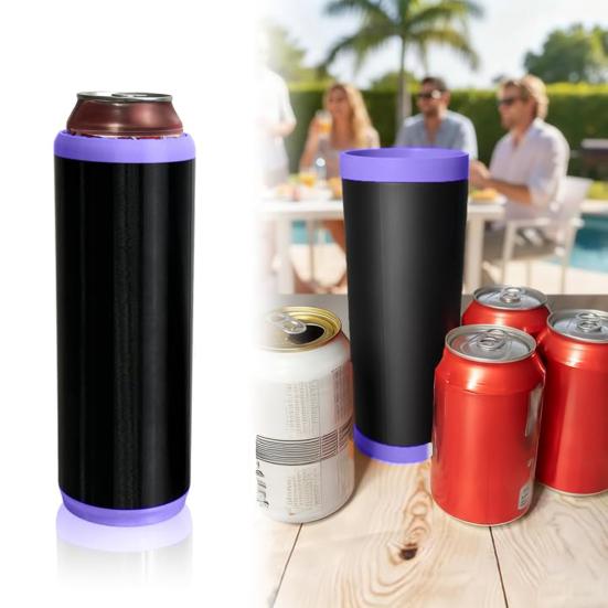 Dual Can Holder for Beer Soda Insulated PLA Can Cooler with Ergonomic Grip Quick Reload Outdoor Event Accessory