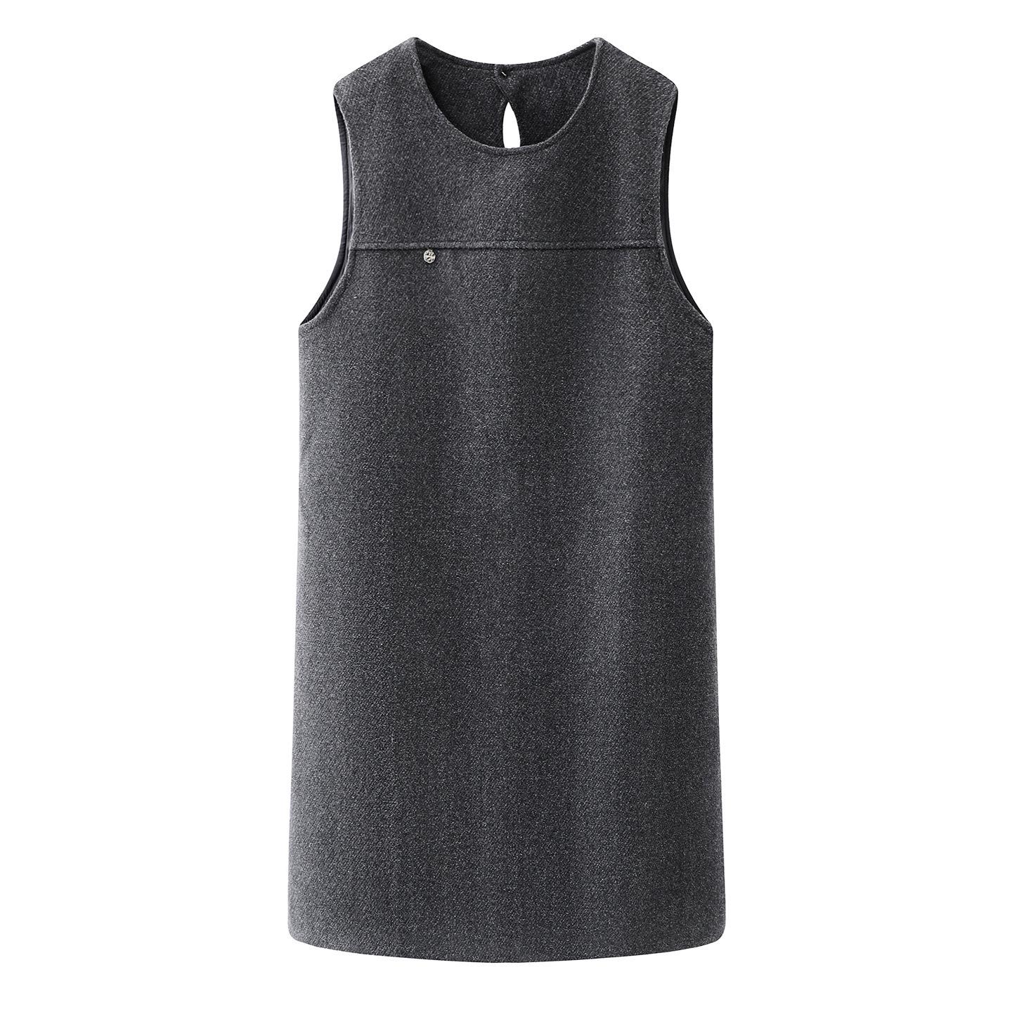 

Spring 2026 Grey Woolen Vest Skirt for Women - Light Luxury, High-End Feel Large