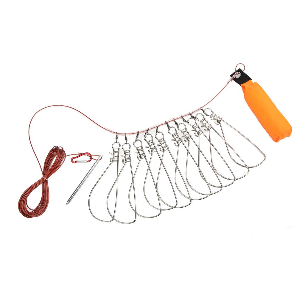 Cierre para Peces Vivos con Flotador de Espuma y Cable de Acero Hebilla de Cierre para Pesca Kit de Cuerda para Peces para Pesca al Aire Libre 10 Hebillas