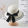 Sombreros de Panamá para Mujer, Sombrero de Paja para Playa con Ala Ancha, Protección Solar y Elegante Gorra de Verano para Exteriores con Lazo H65