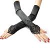 Vintage Long Satined Gloves Elbow Length Fingerless Gloves for Women Suitable for Weddings and Dancing Event Gathering
