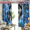 2D FLAT PRINTING 2pcs Curtains (Without Rod) Mystical Wolf and Blue Roses Modern Contemporary Curtains Prints Light Filtering