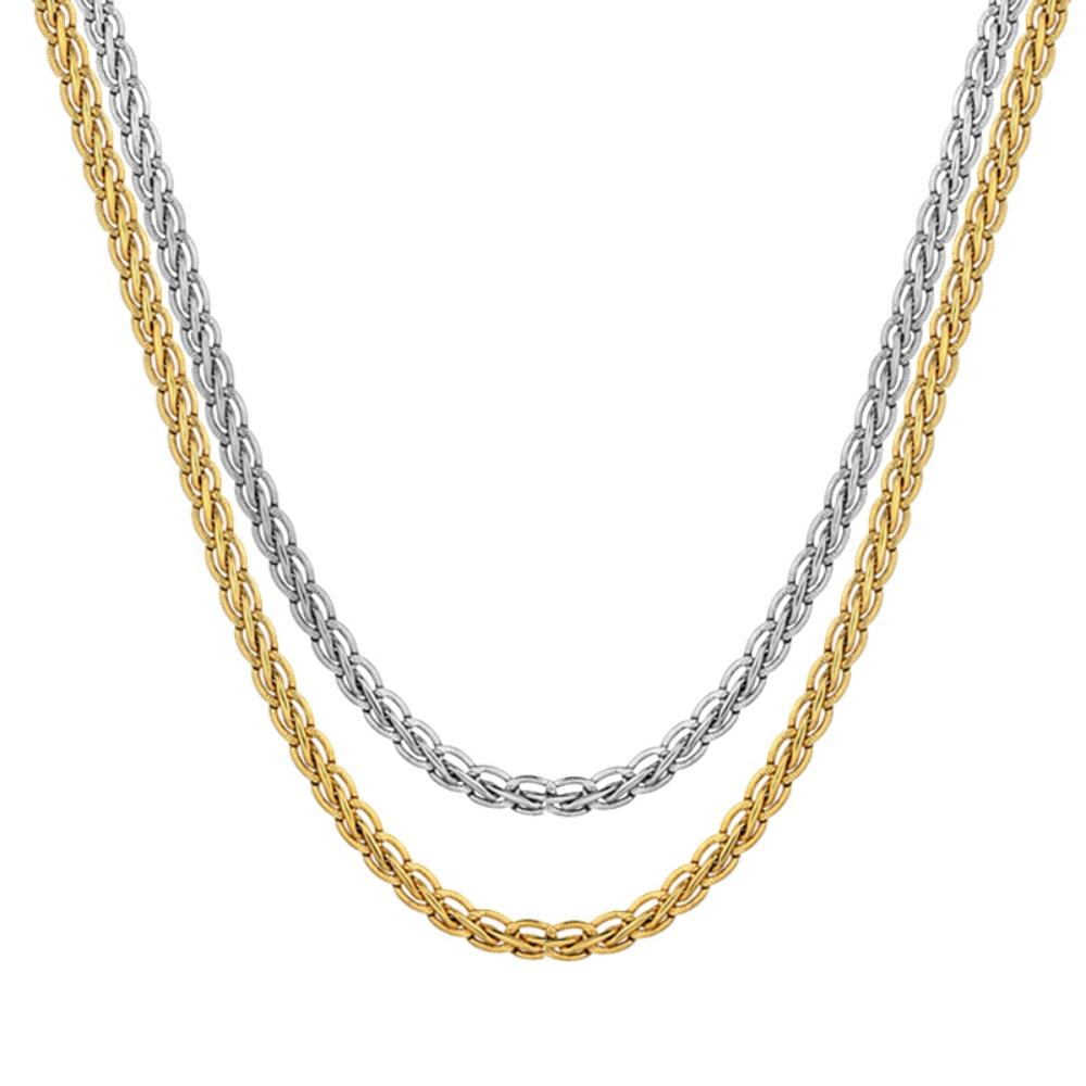 4MM Men Stainless Steel Long Foxtail Weaving Chain Necklace Silver Gold Plated Woman's Choker Jewelry Necklace for Women