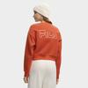 FILA Original Simple Personality Trendy Fashion Retro Sports Casual Short Round Neck Pullover Sweatshirt Women sweatshirt Orange F11W549203FOR