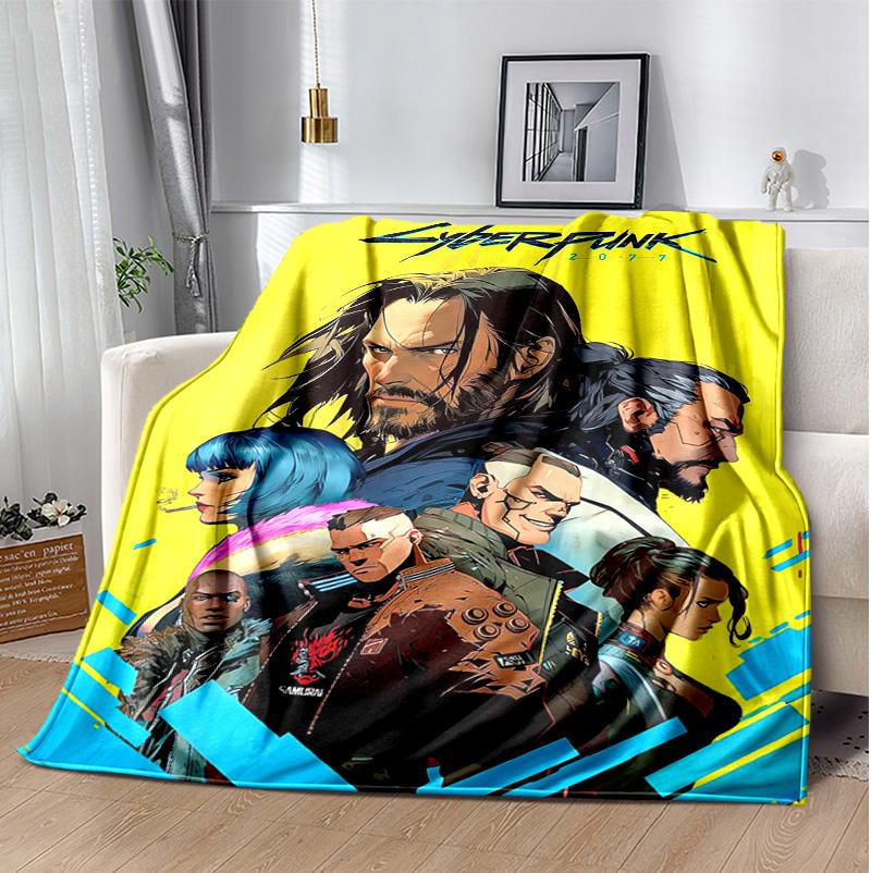 Cyberpunk Flannel Blanket Soft Warm All-Season Throw, Design for Camping, Car Travel, Hiking Sofa, Bed, Office Perfect Gift for Parties