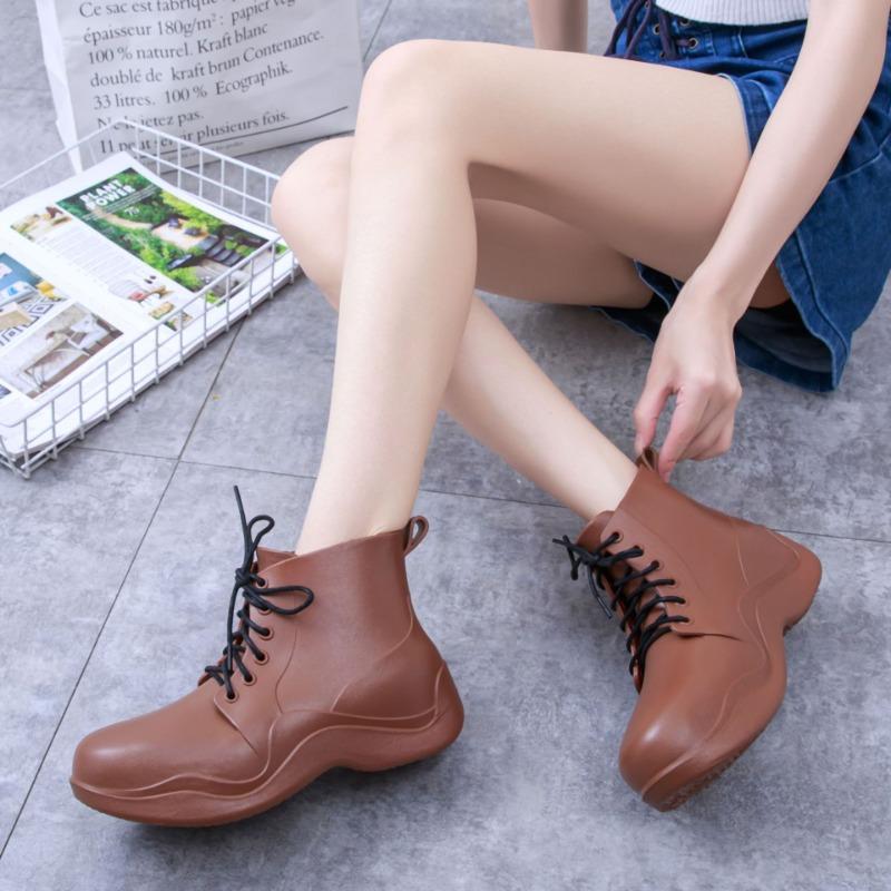 New medium tube rain shoes women's fashion water shoes wear non-slip medium tube water shoes adult short rain boots