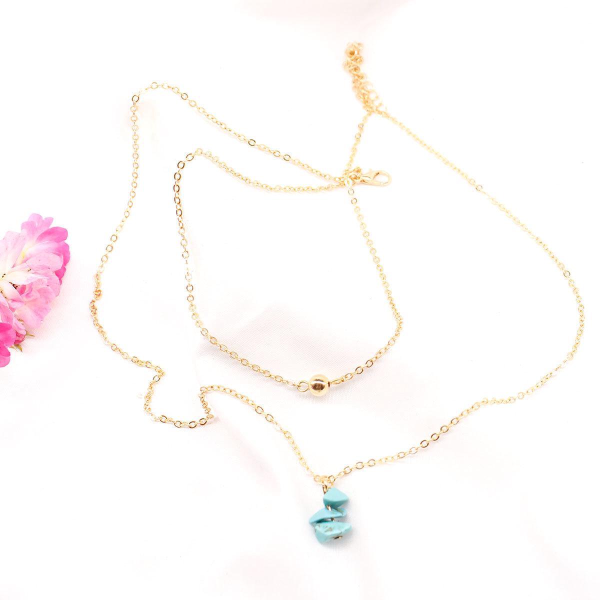 Creative fashion items choker double turquoise ball necklace accessories золотой