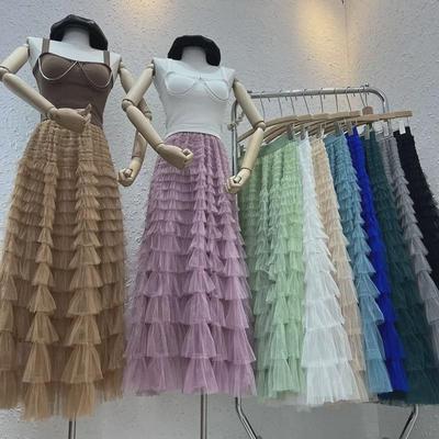 2024 Spring/Summer Fashion Mesh Layered Skirt for Women