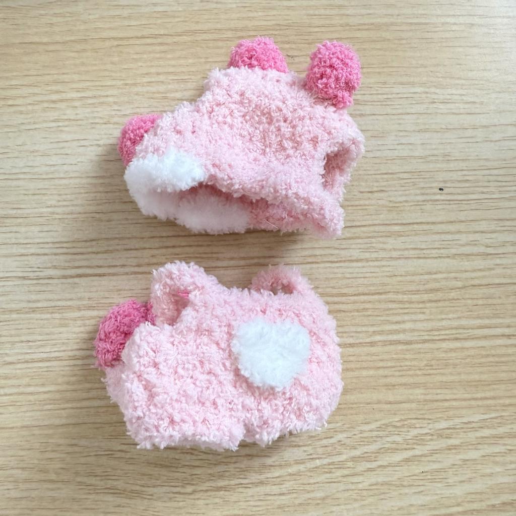[Cloth Only]Cute Doll Clothes for 10 cm Plush Toy, Premium Doll Accessory Costume, Cute Cloud Plush Pink Dinosaur Set Outfits.