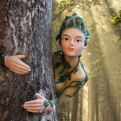 Elfenstatue Fee Baumumarmung Wasserdicht UV-Beständig Einfache Installation Feengarten