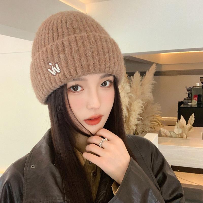 Men's and Women's Knitted Hats with Fleece On The Street Warm and Ear Protecting Versatile and Simple Couple Woolen Cold Hats  New Style