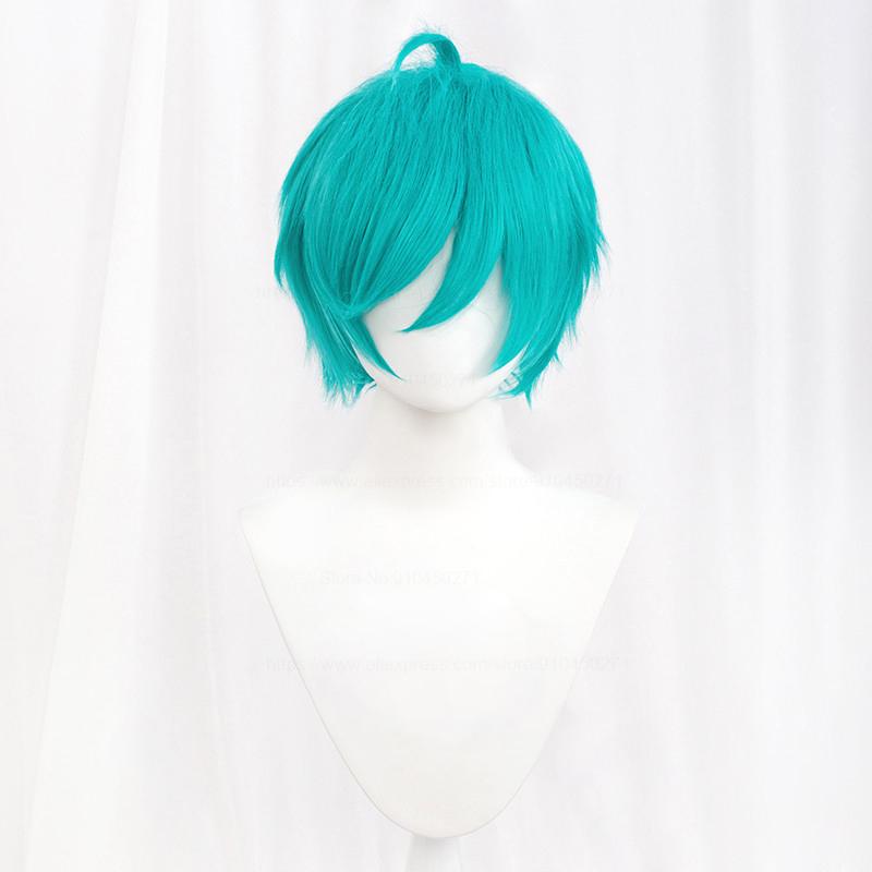 Kort Recht Cosplay Pruik Wit Groen Paars Bruin Zwart Blauw Grijs Blond Oranje Rood Goud Pluizig Hittebestendig Haar Anime Pruiken One Size blue