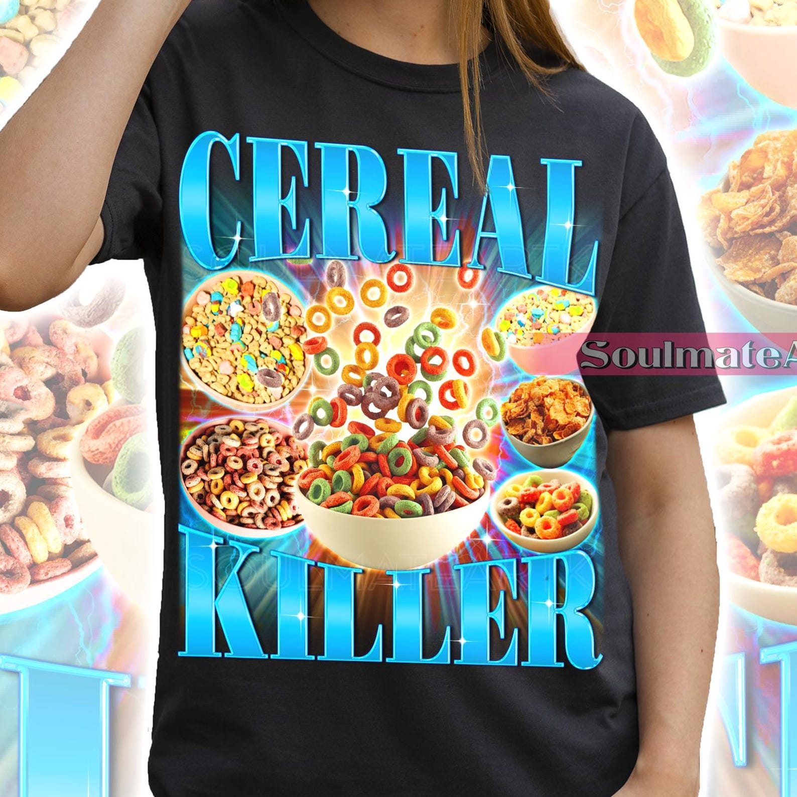 Cereal Killer Shirt, Funny Meme Bootleg Tshirt, Cereal Lover T-shirt, Joke Humor T-shirt, Unisex Graphic Tee XL