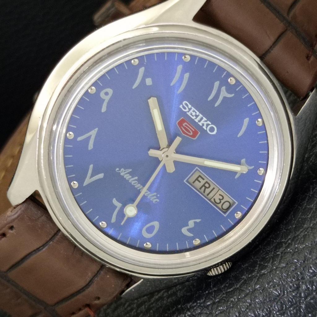 

SEIKO 5 AUTOMATIC 7009A VINTAGE JAPAN MENS ARABIC BLUE DIAL WATCH a701667-5 R206c-a701667