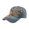 Cycling Caps Women's Baseball Cap Diamond Painting Embroidery Flower Denim Snapback Hats Jeans Woman Female Cap Cowboy Sun Hat