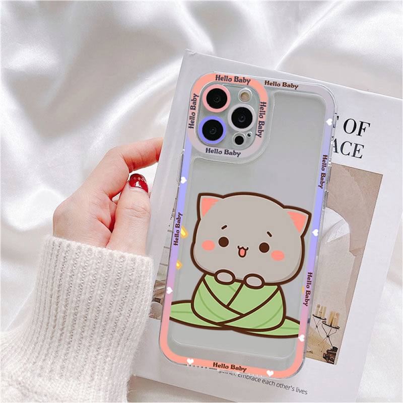 Mochi Peach Cat Phone Case for iPhone 11 12 13 Mini Pro Max 14 Pro Max Case shell