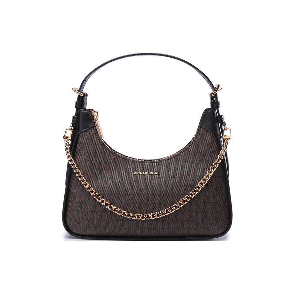 

Michael Kors Mk Wilma Classic Monogram Print Zipper Closure Leather Shoulder Bag Women Shoulder Bag Black Brown 32R3G3WN6B-BROWN-BLK Basic Set (Bag+Dust Bag)