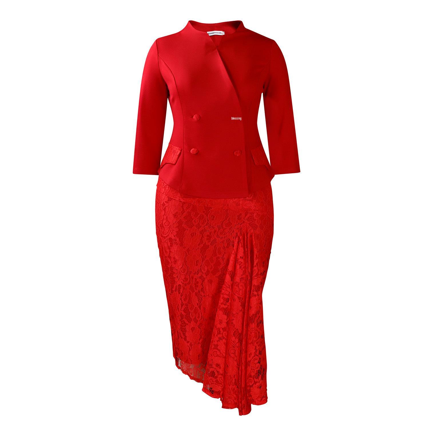 

2025 Women s Slim Fit Three-Quarter Sleeve Bodycon Dress – Semi-High Neck, Chic & Stylish X-Large красный