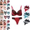 Flower Lace Womens Padded Bra Plunge Set Ladies Underwear Panties Sets Up Push