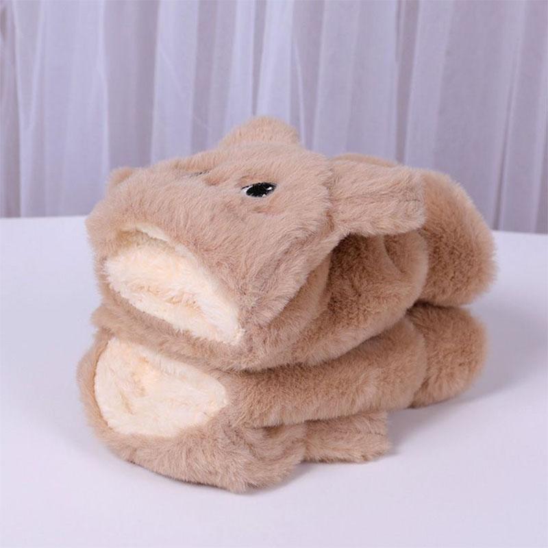 Women Plush Warm Glove Fur Lovely Rabbit Cat Mittens Flip Fingerless Gloves Soft Girls Thick Gloves Flexible Half Finger Winter