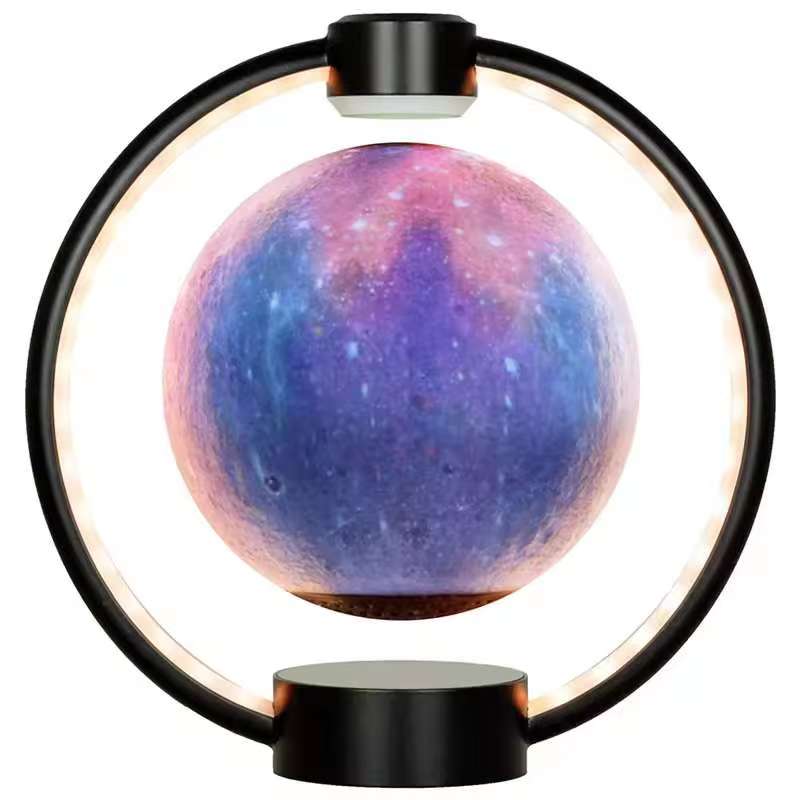 Lâmpada da Lua de Levitação Magnética com Rotação de 360 Graus, Alto-falante Bluetooth, Subwoofer Sem Fio, 7 Cores, Caixa de Som Flutuante Suspensa