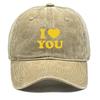 Golden "I LOVE YOU" Print Snapback Sun Hat, Valentine's Day Trucker Hat Hip Hop Curved Brim Sunshade Sun Visor Adjustable Baseball Cap