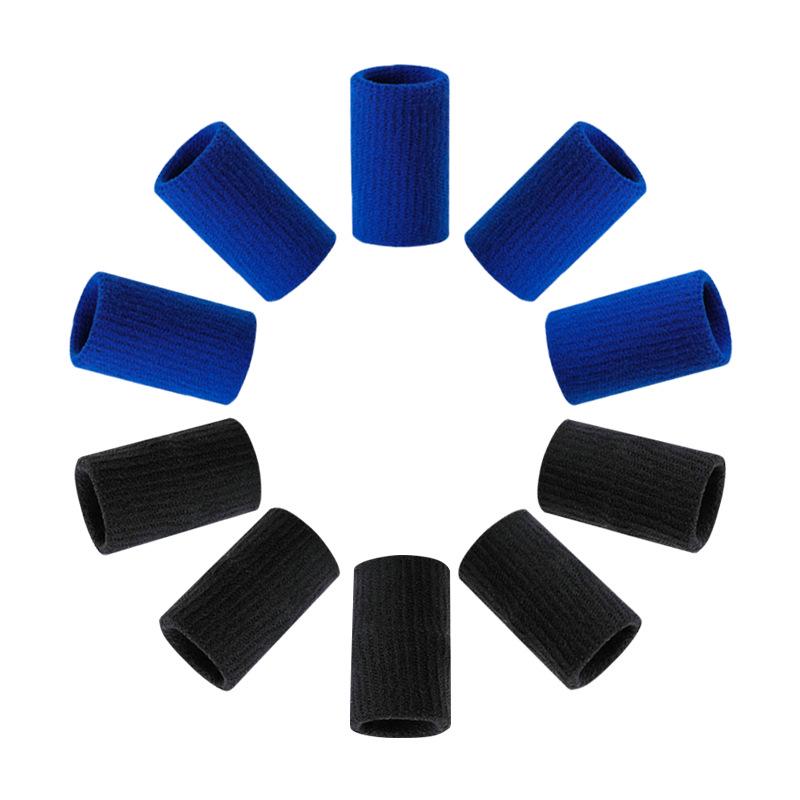 Elastic Blue/Black Knitted Basketball Finger Protectors - Soft & Breathable Sports Support (One Size)