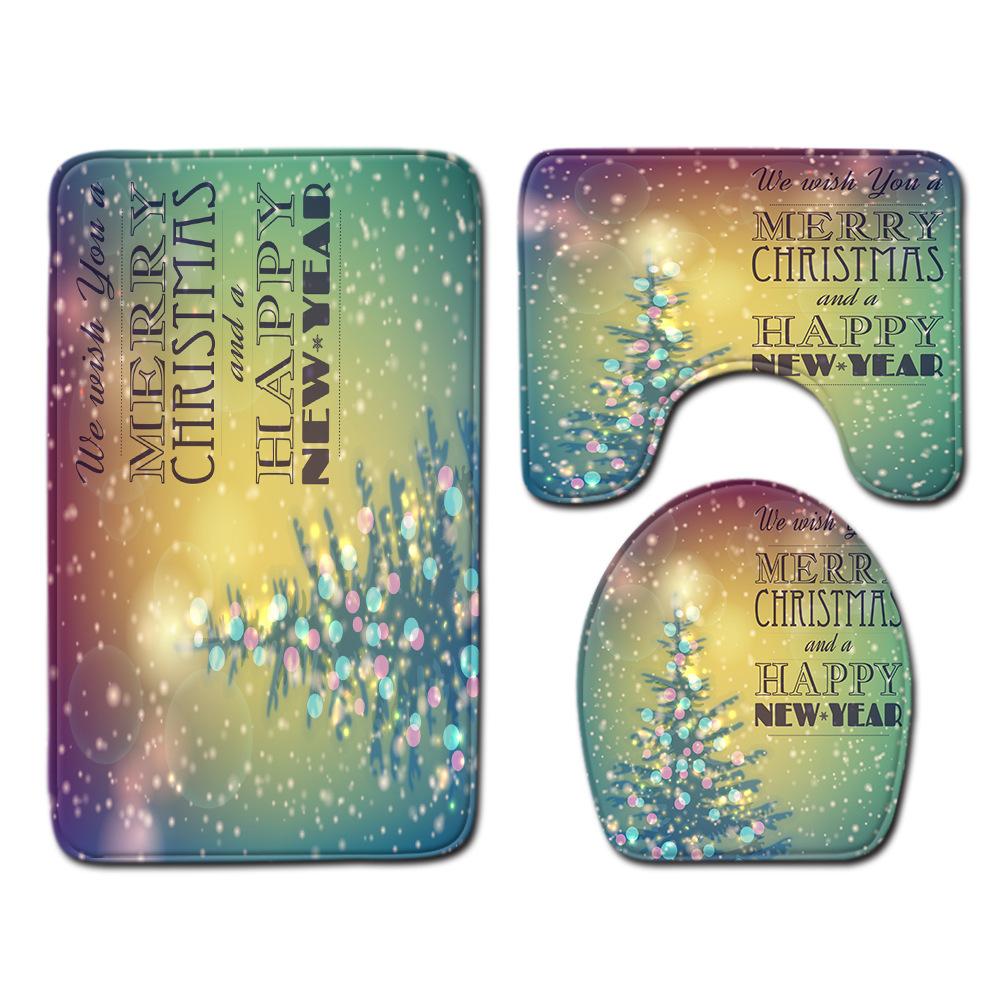 Christmas Bathroom Floor Mat Toilet Three-Piece Set